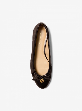 Michael Kors Piper Flex Logo Stitched Suede Ballet Flat