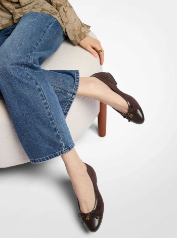 Michael Kors Piper Flex Logo Stitched Suede Ballet Flat