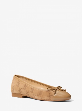 Michael Kors Piper Flex Logo Stitched Suede Ballet Flat
