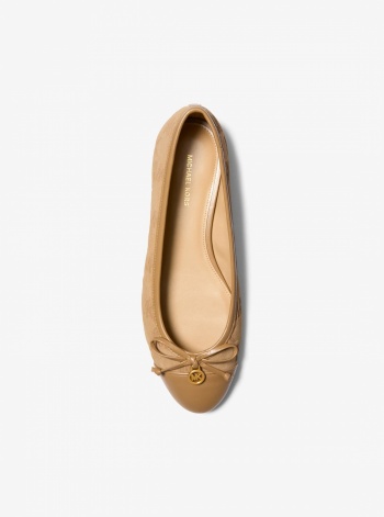 Michael Kors Piper Flex Logo Stitched Suede Ballet Flat