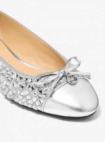 Michael Kors Piper Flex Embellished Metallic Ballet Flat
