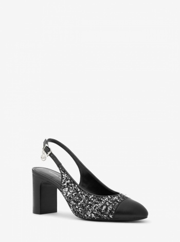 Michael Kors Piper Flex Metallic Tweed and Leather Slingback Pump