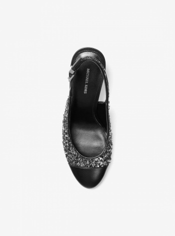 Michael Kors Piper Flex Metallic Tweed and Leather Slingback Pump