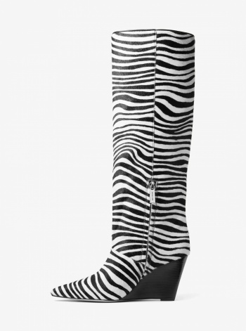 Michael Kors Xandra Zebra Print Calf Hair Wedge Boot