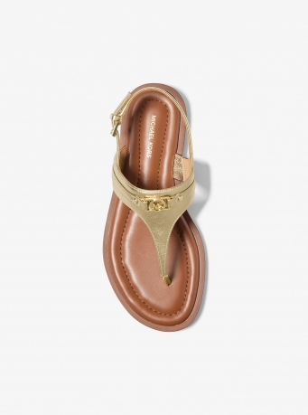 MICHAEL Michael Kors Mandy Metallic Leather T-Strap Sandal