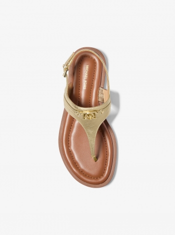 Michael Kors Mandy Metallic Leather T-Strap Sandal