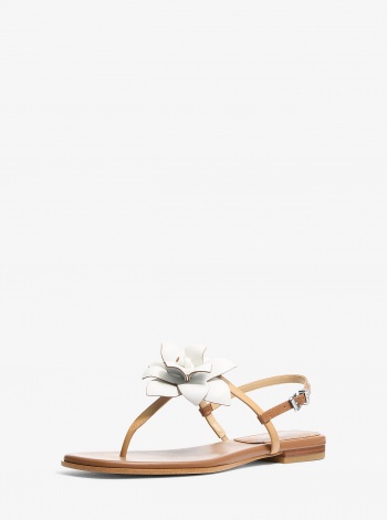 Michael Kors Jacie Floral Embellished Leather T-Strap Sandal