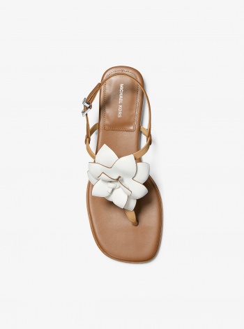 Michael Kors Jacie Floral Embellished Leather T-Strap Sandal