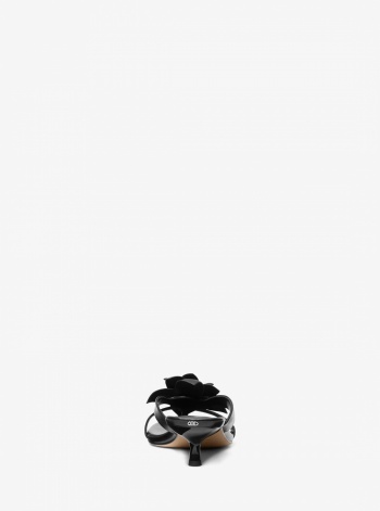 Michael Kors Jacie Floral Embellished Leather Kitten Heel Sandal