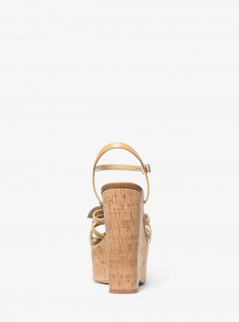 Michael Kors Jacie Floral Embellished Leather Wedge Sandal