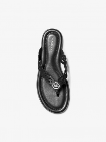 Michael Kors Janie Perforated Logo Leather Sandal