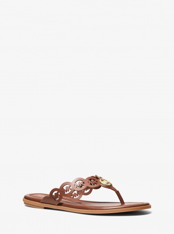 Michael Kors Janie Perforated Logo Leather Sandal
