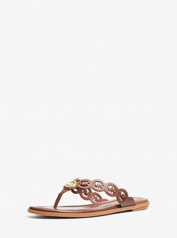Michael Kors Janie Perforated Logo Leather Sandal