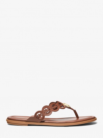 Michael Kors Janie Perforated Logo Leather Sandal