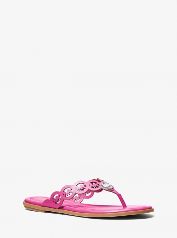 Michael Kors Janie Perforated Logo Leather Sandal