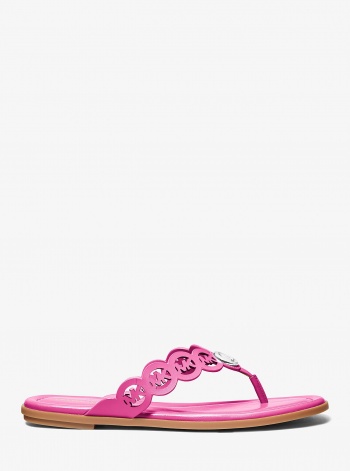 Michael Kors Janie Perforated Logo Leather Sandal