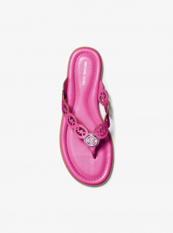 Michael Kors Janie Perforated Logo Leather Sandal