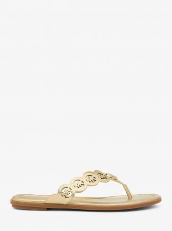 Michael Kors Janie Perforated Logo Metallic Leather Sandal