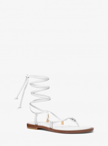 MICHAEL Michael Kors Khloe Embellished Leather Lace-Up Sandal