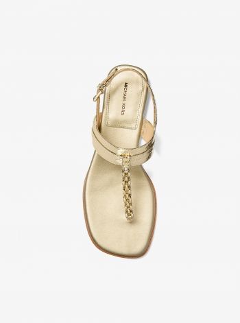 MICHAEL Michael Kors Marcia Embellished Metallic Leather Sandal