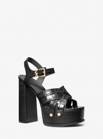 MICHAEL Michael Kors Nora Crocodile Embossed Leather Platform Sandal