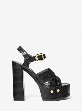 MICHAEL Michael Kors Nora Crocodile Embossed Leather Platform Sandal