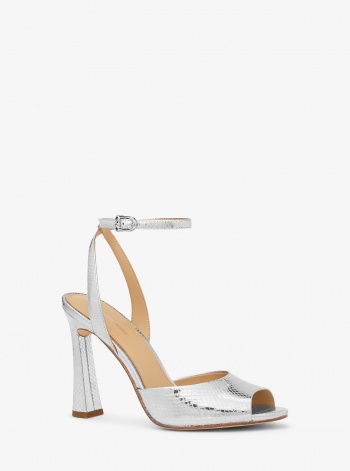 MICHAEL Michael Kors Rosie Metallic Snake Embossed Leather Sandal