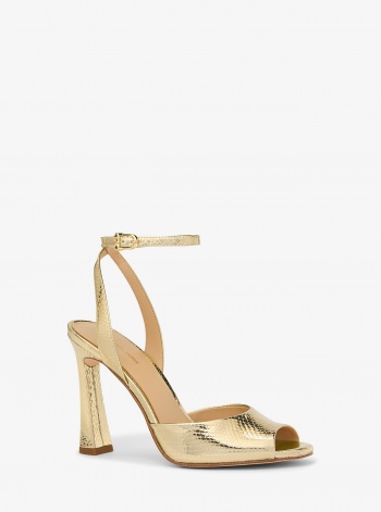 MICHAEL Michael Kors Rosie Metallic Snake Embossed Leather Sandal