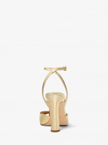 MICHAEL Michael Kors Rosie Metallic Snake Embossed Leather Sandal