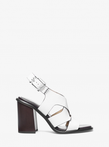MICHAEL Michael Kors Raven Leather Block Heel Sandal