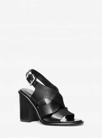 MICHAEL Michael Kors Raven Leather Block Heel Sandal