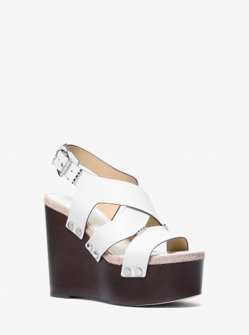 MICHAEL Michael Kors Raven Studded Leather Wedge Sandal