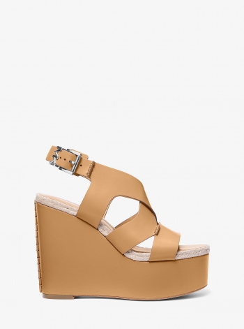 MICHAEL Michael Kors Raven Leather Wedge Sandal