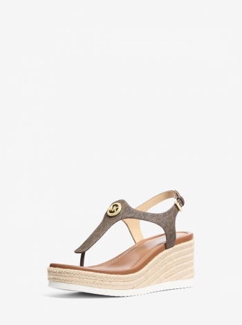 Michael Kors Val Signature Logo Thong Wedge Sandal
