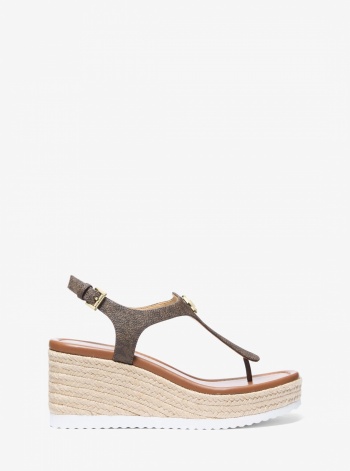 Michael Kors Val Signature Logo Thong Wedge Sandal