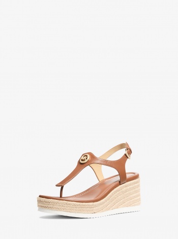 MICHAEL Michael Kors Val Leather Thong Wedge Sandal