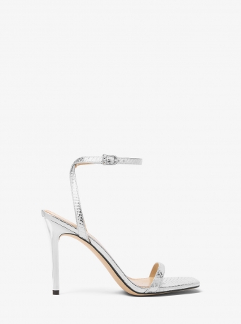MICHAEL Michael Kors Liana Metallic Snake Embossed Leather Sandal