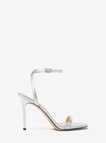 MICHAEL Michael Kors Liana Metallic Snake Embossed Leather Sandal