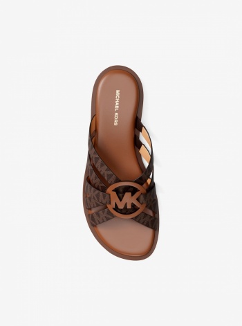 Michael Kors Erika Signature Logo and Leather Sandal