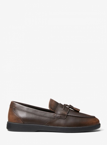 Michael Kors Mens Wesley Tassel Burnished Leather Loafer