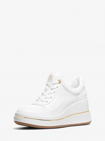 Michael Kors Emmy Leather and Mesh Wedge Trainer