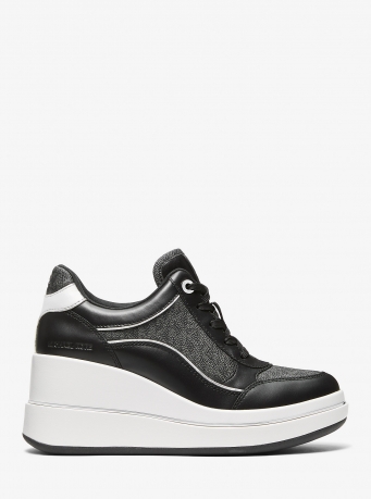 MICHAEL Michael Kors Emmy Signature Logo and Leather Wedge Trainer