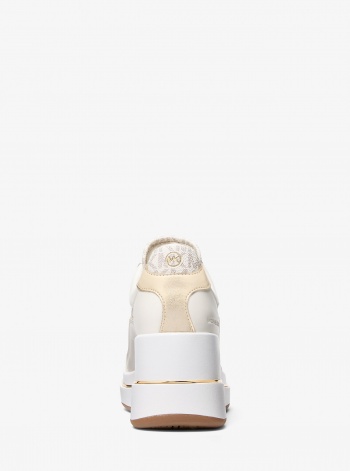Michael Kors Emmy Signature Logo and Leather Wedge Trainer