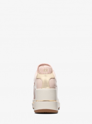 Michael Kors Emmy Signature Logo and Leather Wedge Trainer