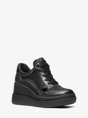 MICHAEL Michael Kors Emmy Leather and Mesh Wedge Trainer