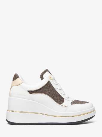 MICHAEL Michael Kors Emmy Signature Logo and Leather Wedge Trainer