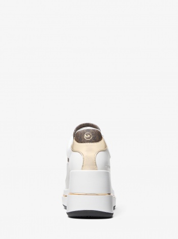 Michael Kors Emmy Signature Logo and Leather Wedge Trainer