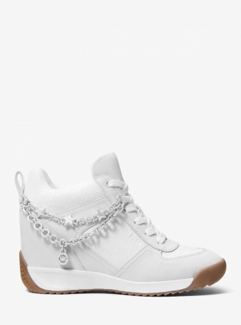 Michael Kors Nikko S2 Embellished Mixed-Media Wedge Trainer