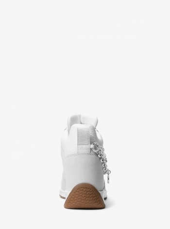 Michael Kors Nikko S2 Embellished Mixed-Media Wedge Trainer