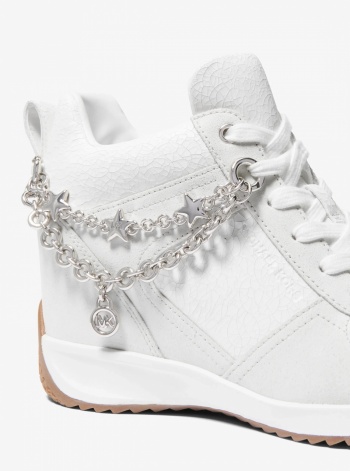 Michael Kors Nikko S2 Embellished Mixed-Media Wedge Trainer